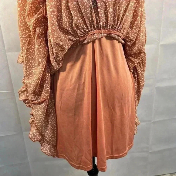 She and Sky Lined Coral Ruffle Dress - Picture 7 of 7